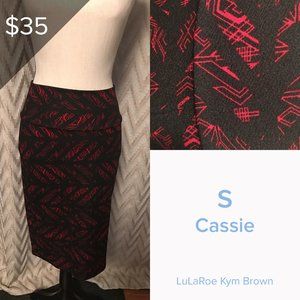 Lularoe Cassie Skirt Black with Geometric Design